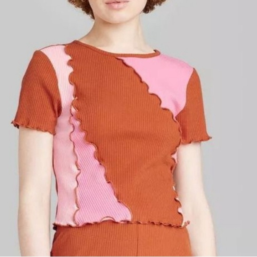Wild Fable Colorblock Ribbed T Shirt Top Size XXL